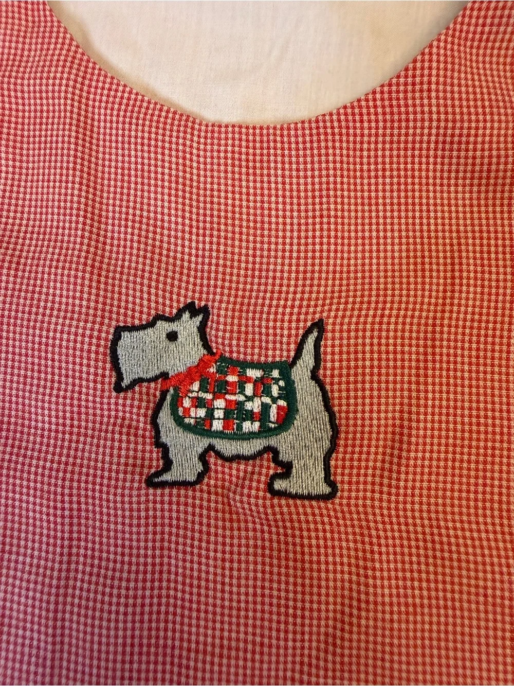Handmade Vintage-Style Scottie Dog Christmas Jumper Dress 2T Red Check